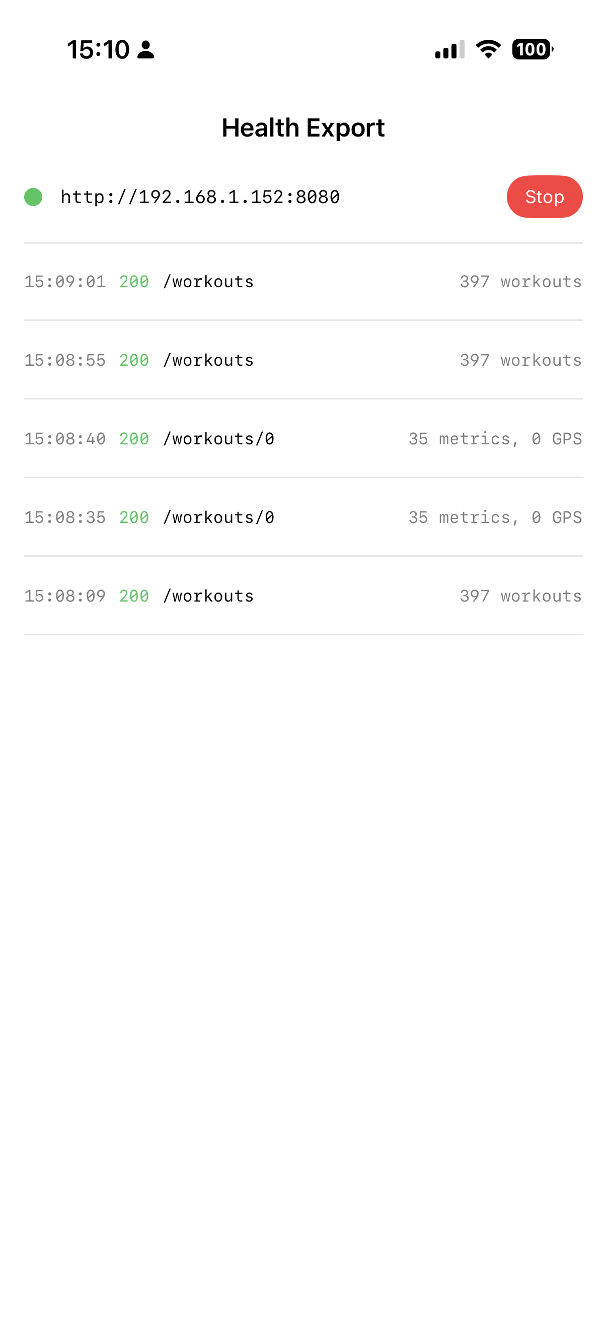 Health Export iOS app